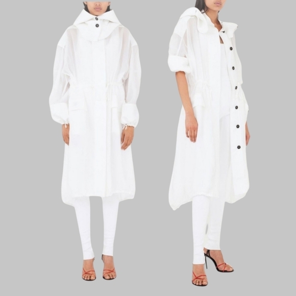 Salvatore Ferragamo Jackets & Blazers - $3300 FERRAGAMO Lightweight Silk Parka Optic White size 38